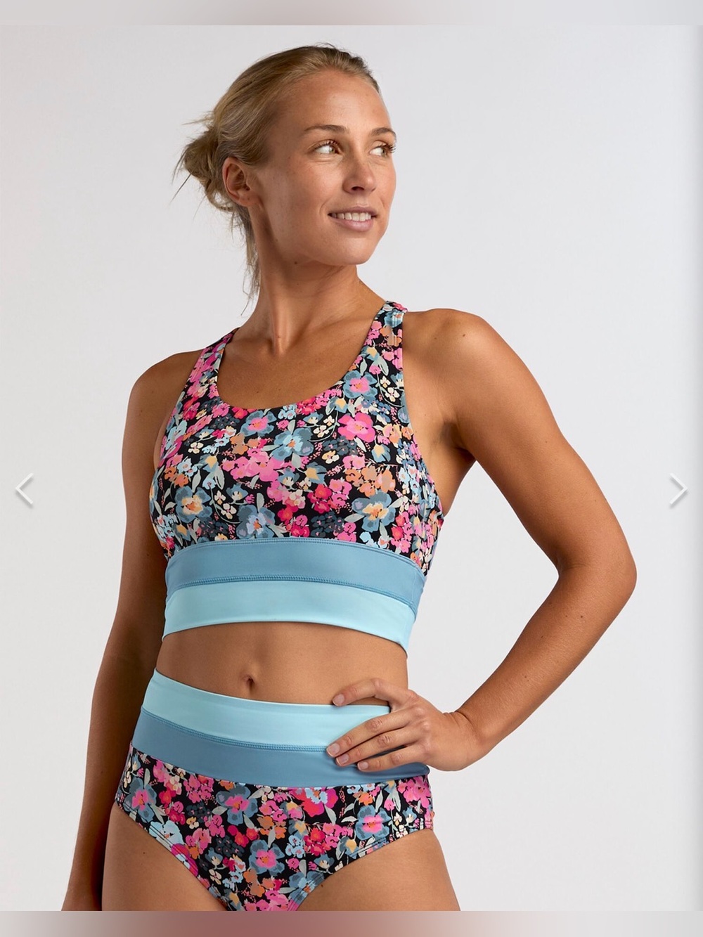 NWT Title Nine Nani Cut Back Bikini Top Floral Odyssey Print Medium